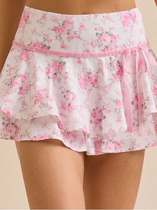 Altar’d State floral pink Mayer mini skirt - Picture 1 of 8
